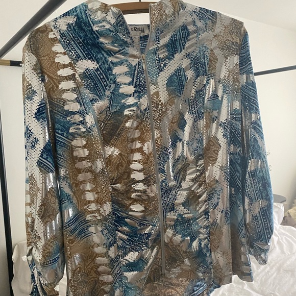 Ribkoff thin 3/4 ruched sleeve shiny blazer - Picture 4 of 9